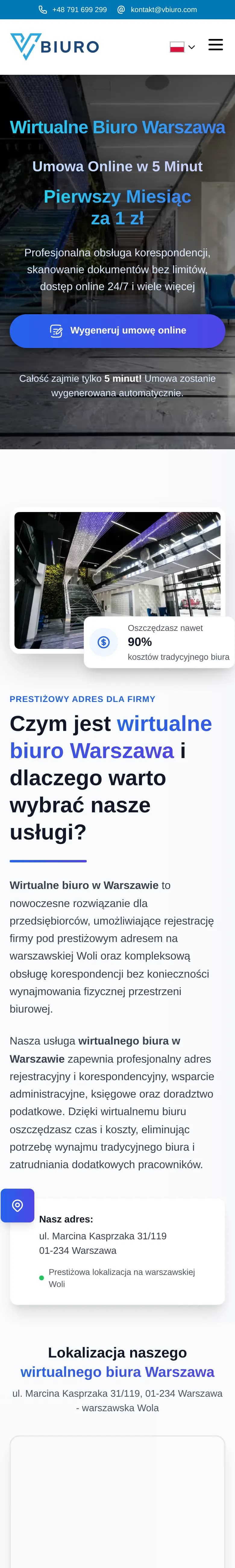 Strona vbiuro.com na telefonie
