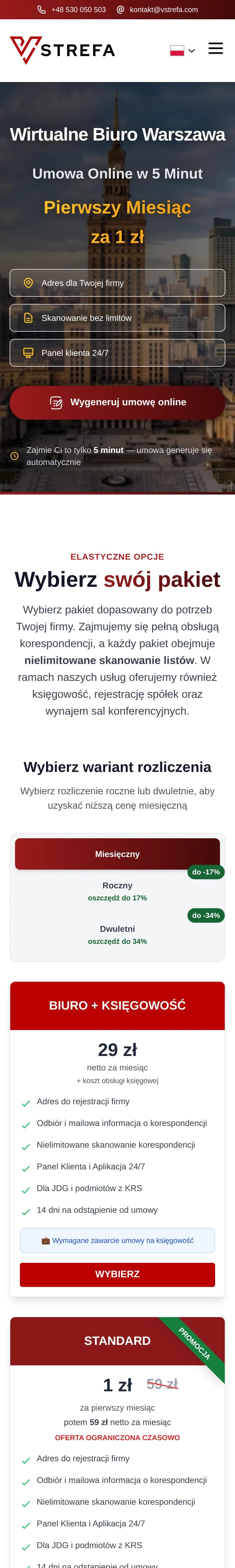 Strona vstrefa.com na telefonie